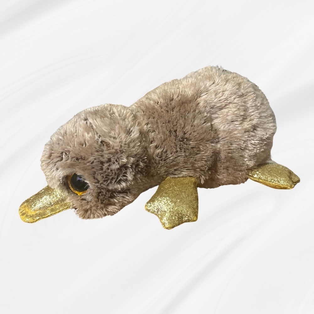 Ty Beanie Boos "Perry" the Platypus - Gold Glitter Rare Collectible Silk Plush